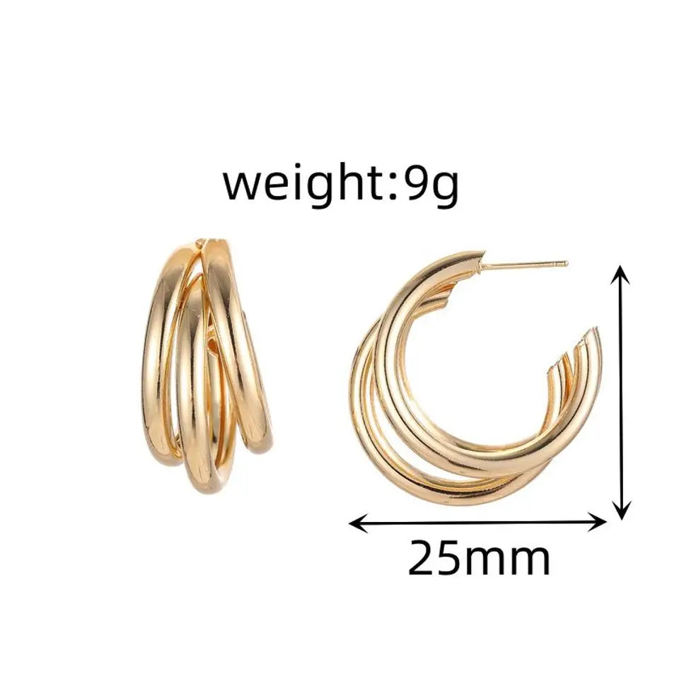 Fashion Exaggerated Hollow Arc Earrings For Women Gold Silver Color