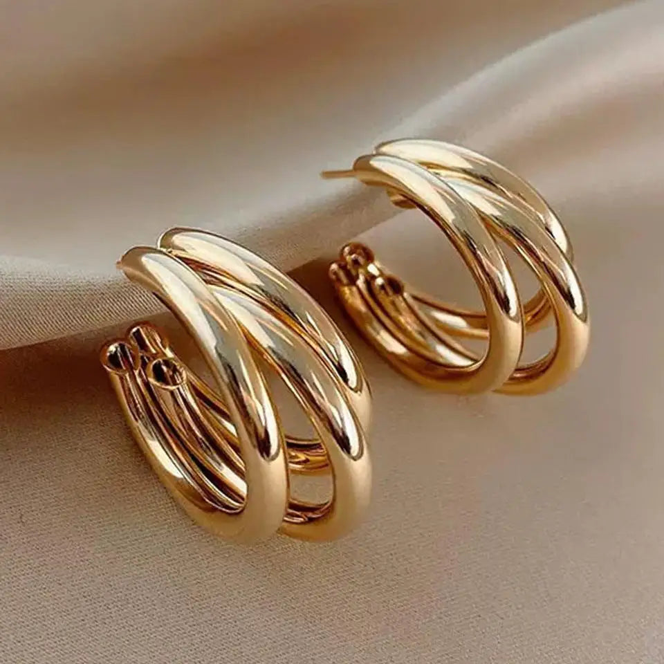 Fashion Exaggerated Hollow Arc Earrings For Women Gold Silver Color