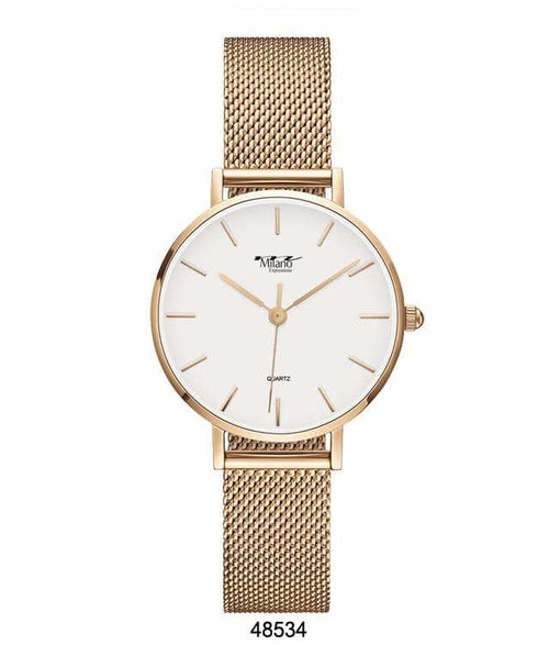 Elegant Milano Women’s Quartz Watch – Rose Gold Mesh Strap