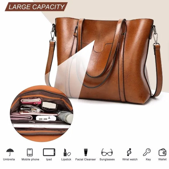 Shoulder Bags Handbags For Women Large Designer Ladies Bag Purse Leather Tote Bag, Brown