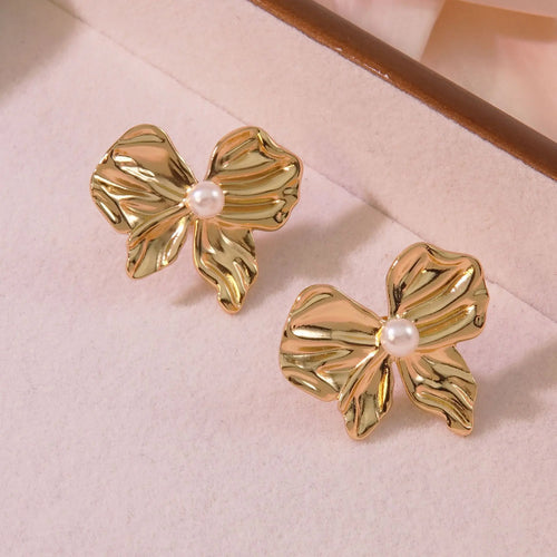New Trendy Stainless Steel Butterfly Stud Earring Charm 18K Gold