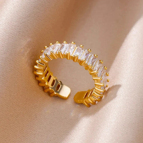 316L Stainless Steel Rings for Women Gold Color Never Fade Luxury