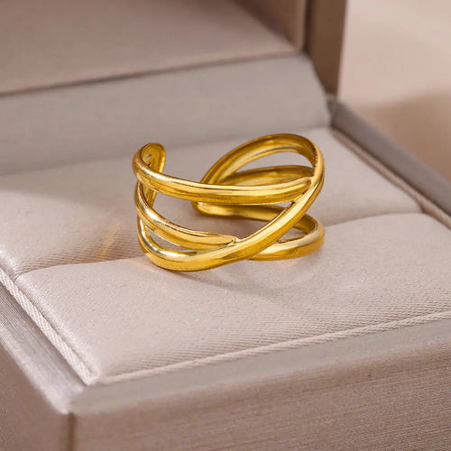 316L Stainless Steel Rings for Women Gold Color Never Fade Luxury