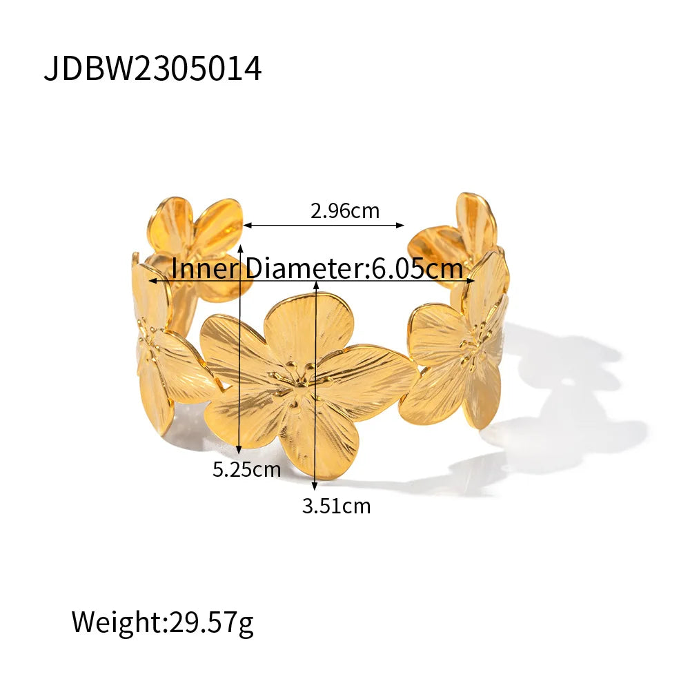 1PC Women's Fashion Trendy Waterproof Stainless Steel Flower Bracelet