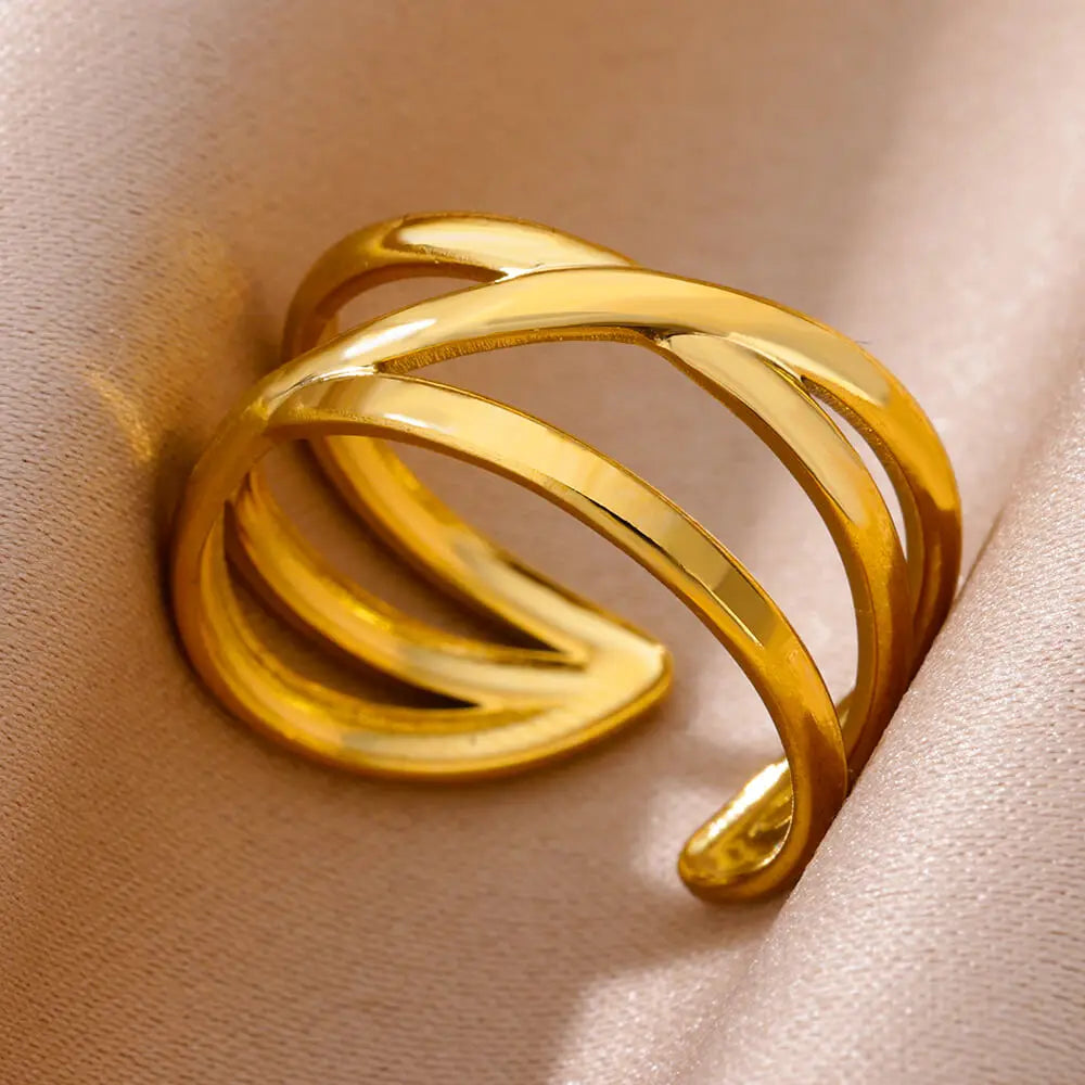 316L Stainless Steel Rings for Women Gold Color Never Fade Luxury