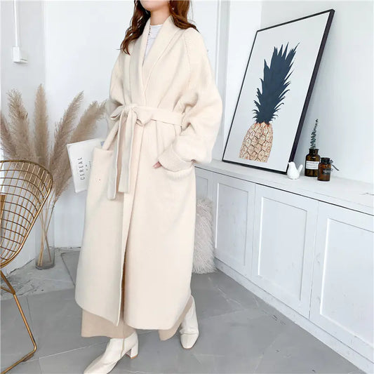 Thick Knit Long Cardigan Robe for Women