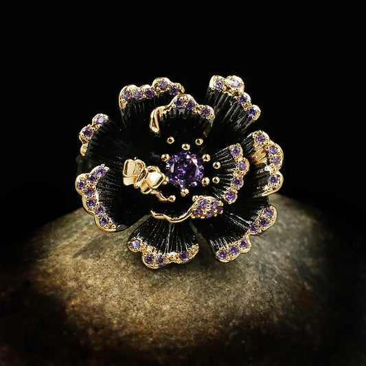 Personalized Black Gold Two-Tone Exaggerated Ring